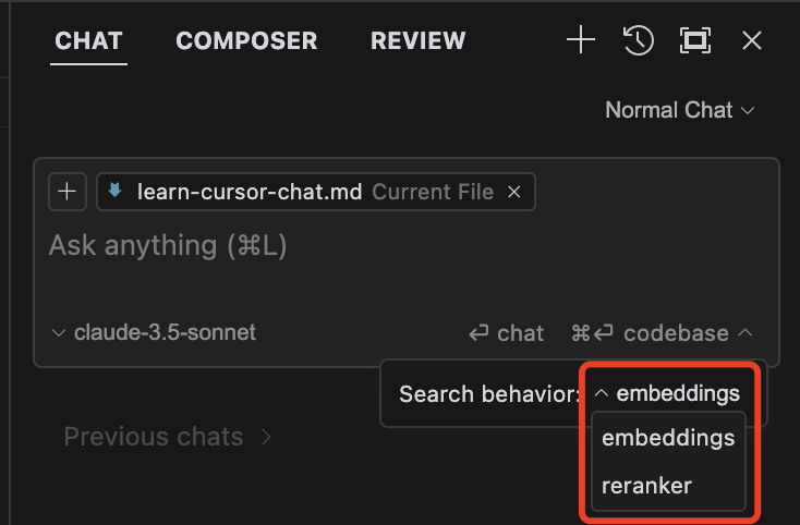 Cursor Chat Codebase